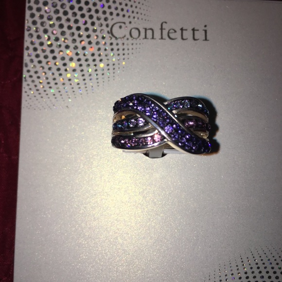 🆕 NWT! Silver plated ring w/multi color crystals - Picture 2 of 6